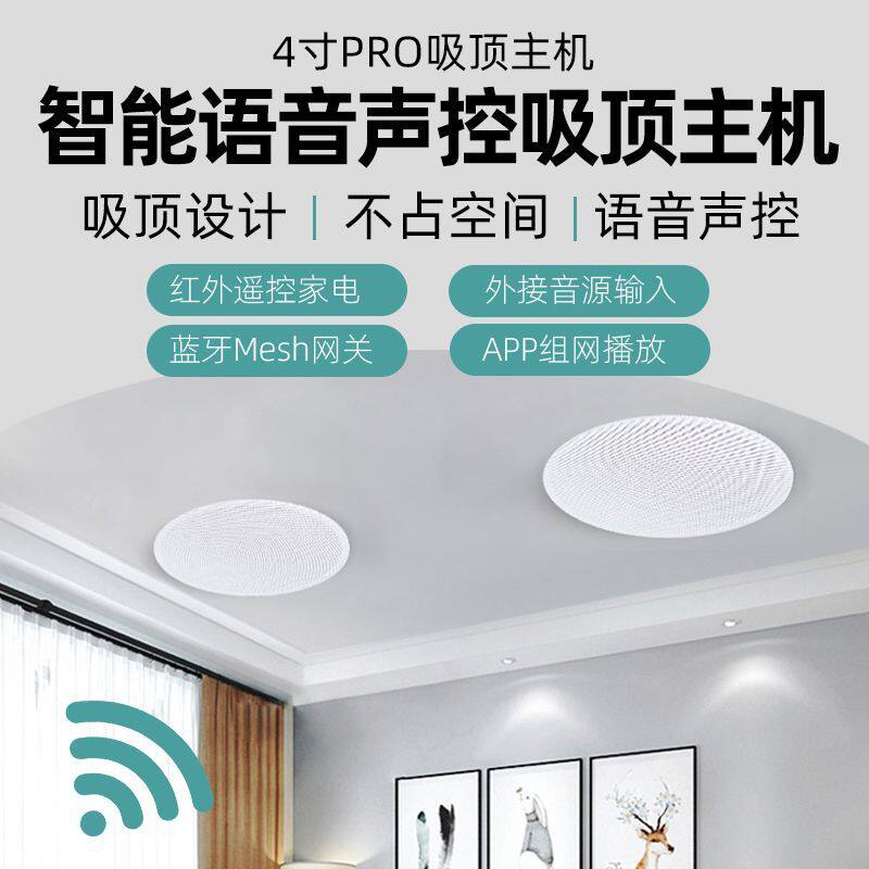 4寸PRO智能吸顶音响小爱同学语音wifi声控喇叭蓝牙音响智能家居