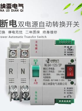 220V二极双电源自动转换开关63A100A2P发电机市电切换不断电家用