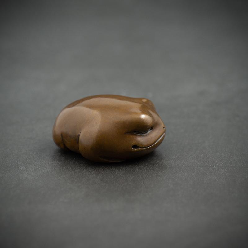 金蟾手把件男士随身把玩青铜工艺品解压斑铜蟾蜍茶宠车载饰品
