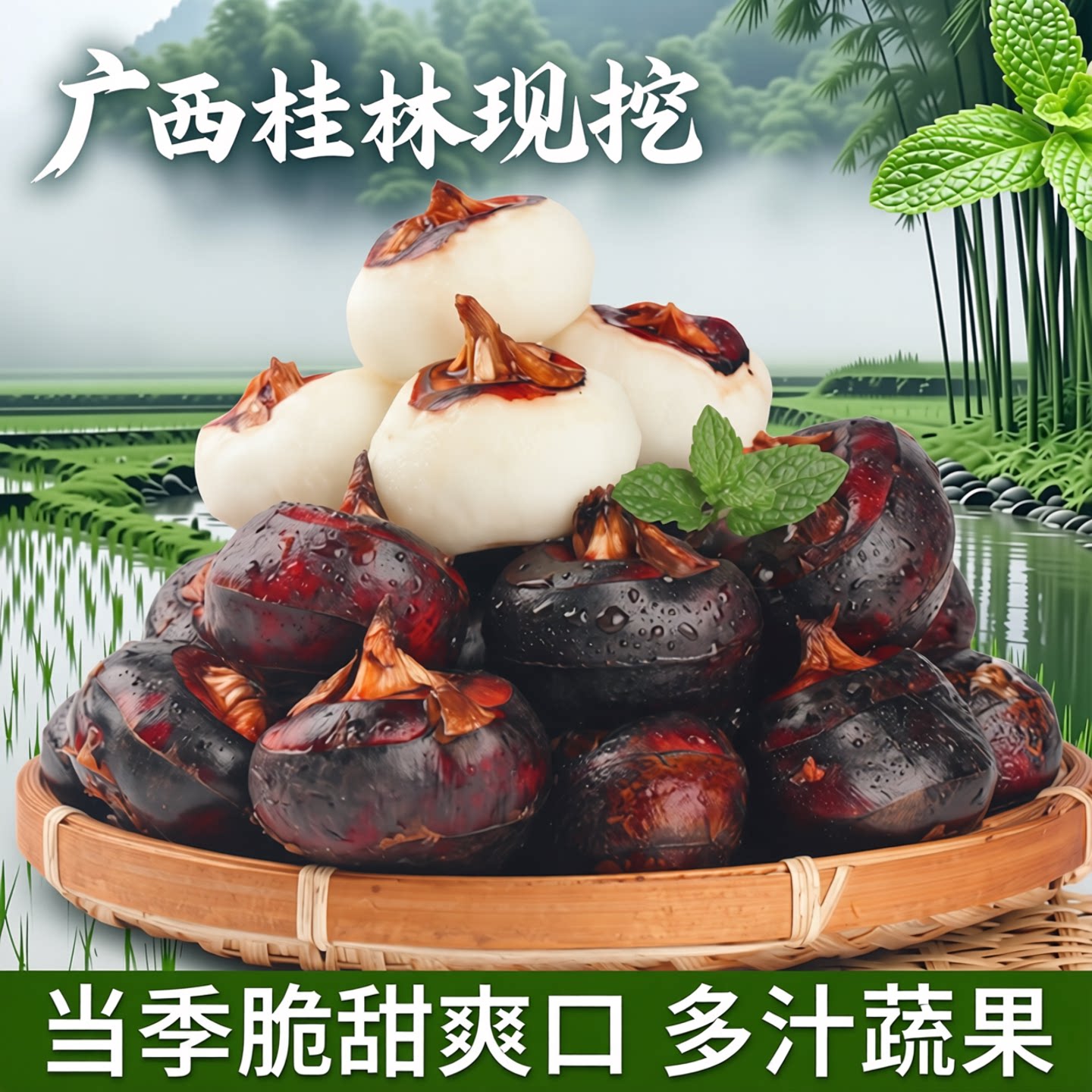 广西桂林现挖新鲜马蹄荸荠大果生吃水果蔬菜当季脆甜爽口多汁蔬果