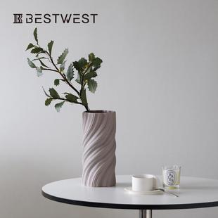 博西家X661-1MG家居扭扭陶瓷瓶摆花件客厅插花瓶插新中式居桌面花