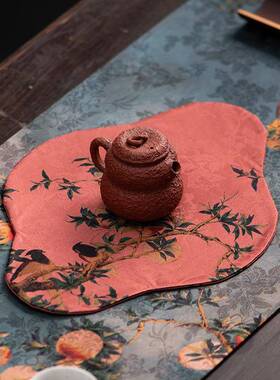 双面香云意纱25259茶禅茶桌布茶艺几防滑隔热垫干席泡席小桌旗