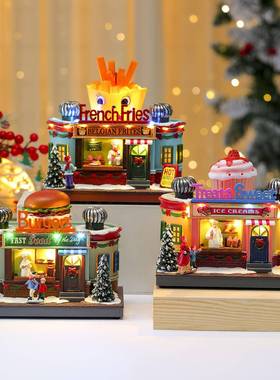 圣诞节创意旋转发光八音盒装饰品厨房59664童咖馆啡儿家过家音乐