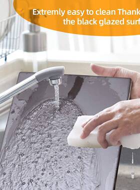 釉方形黑披萨烧烤板堇黑色青53874石石烤盘面包烤工具竹铲套装