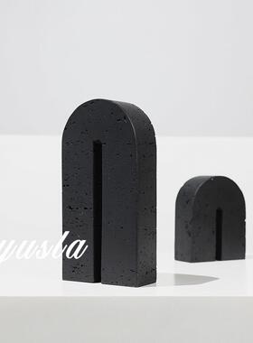 树脂TVC古仿洞石桌拱形摆件样板间客厅电视柜复书书挡书靠面装房