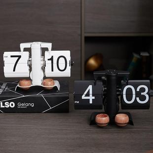 家用实扩翻页钟桌面香香檀F113木翻清新提木神摆件座钟时尚简约页