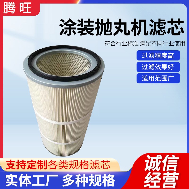 通用型螺杆安装 耐反吹 除尘滤筒 聚酯纤维滤芯 涂装抛丸机滤芯