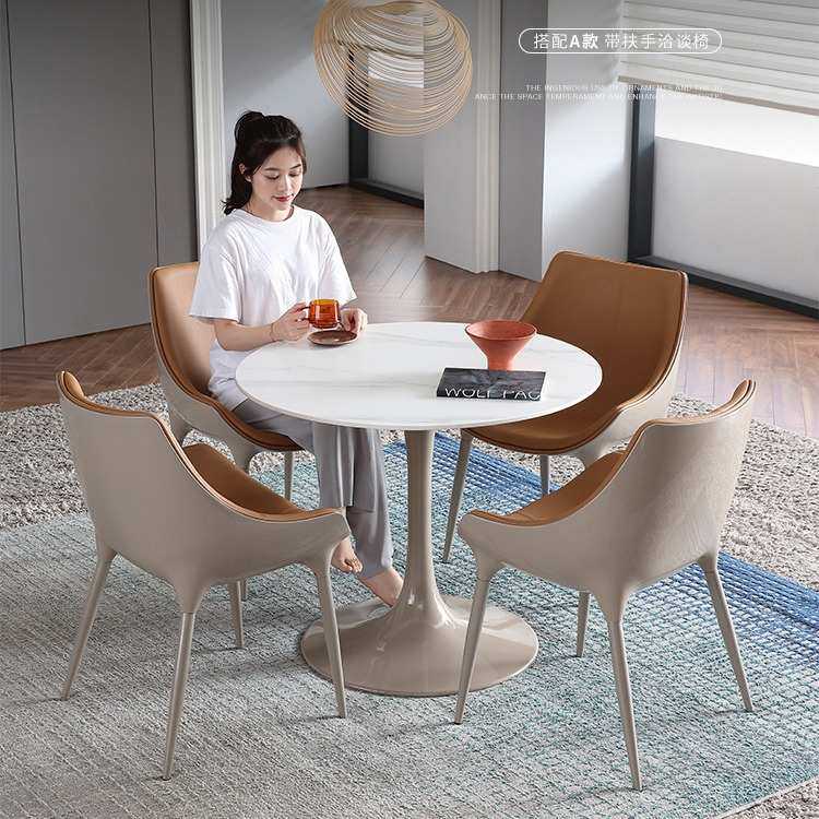 洽谈桌椅组合轻奢岩板圆形接待桌简约现代小圆桌会客休息区售楼处,3C数码配件,USB灯,淘宝优惠券,粉丝福利购,淘宝优惠卷