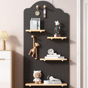 洞洞质板实木定作壁挂木架展示墙装上饰搁板入户玄关收纳架置FED