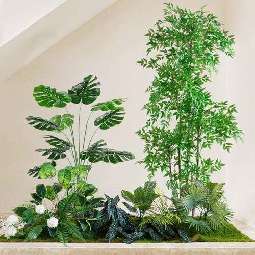 仿真绿植景合观造景组假树植物楼梯橱门饰店花箱室内窗装厂家直供