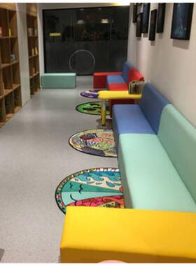 区带0021靠卡座储物猫抓长椅办公室休息长凳背长条凳走廊沙发椅可