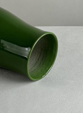 古新中式泡泡釉绿色花瓶书ION房茶室创欧陶瓷插花装饰品意式复摆