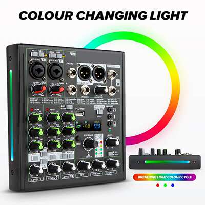 AX-AM06 专业4路混音器 192khz/24bit声卡BT无线声卡K歌曲调音台