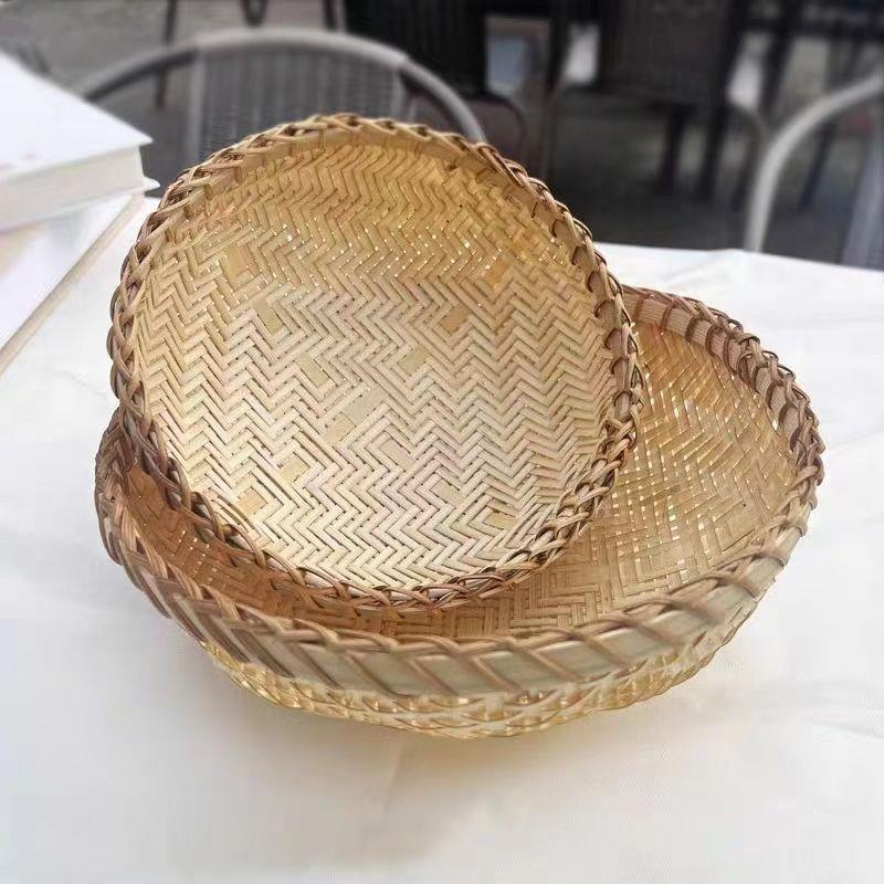 篮子竹编圆形有孔簸箕水