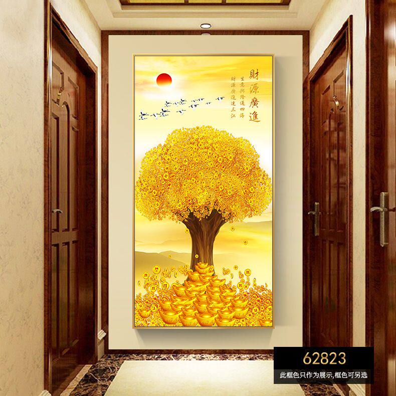客厅玄关现代装饰画黄金大道走廊玄关装饰画现代进门墙面简约挂画