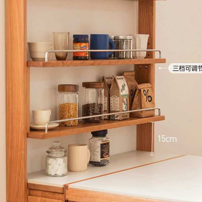 日式樱桃木餐边柜全实木岩板餐桌餐柜一体收纳储物小户型边柜薄柜