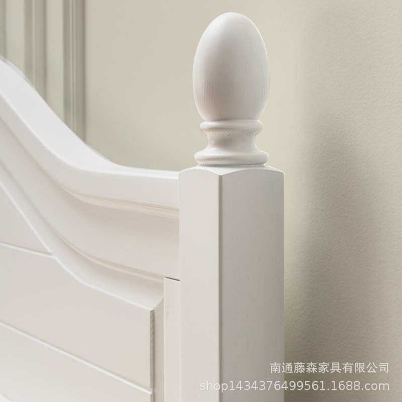 美式轻奢实木床1.8米现代简约双人床1.5次卧白色公主床经济型婚床