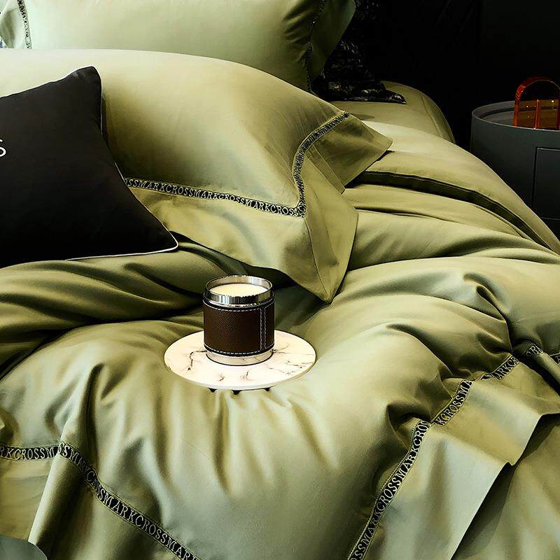 秋冬新品高档简约镂空100S支长绒棉轻磨毛四件套全棉纯棉床品套件