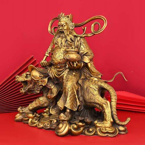 【铜器】铜骑CPY武财号神赵公明铜像赵公明虎中式大赵元像帅像摆