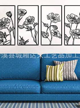 金属花墙艺线术4件金属象植物花卉D-002865抽条莲艺术墙装饰悬挂