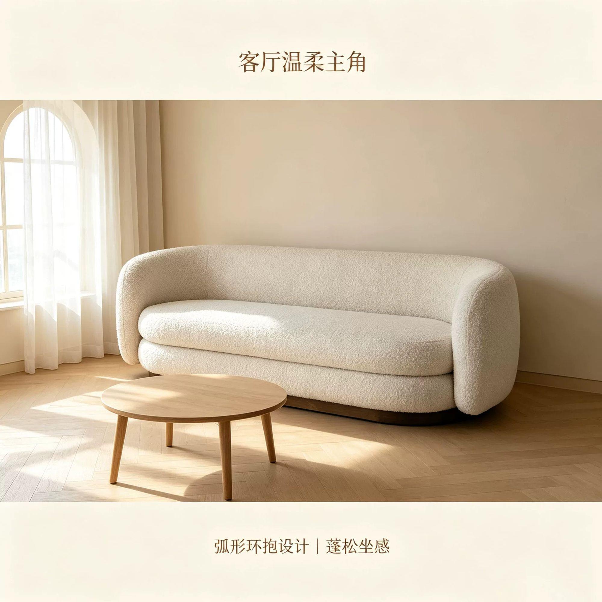 现代简约羊羔绒沙发小户