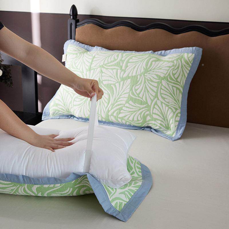 布A类高款端纯棉纱枕绑带一对装全棉枕头巾防巾滑高端纯棉不脱落