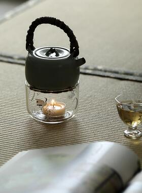 宜室茶话松围炉鹤温玻璃茶炉qshh-xzw小火蜡烛煮茶底座保温暖茶器