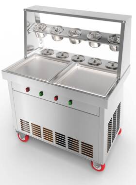 华双方双JUR压机炒冰机商用炒i卷机炒豪酸奶炒冰冰机泰式炒冰淇淋