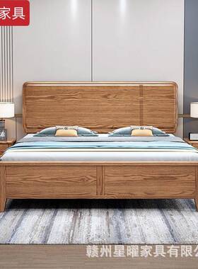 床.白蜡实床主卧大床现代木简约15米高67723箱储木物床1.8米双人