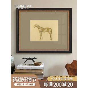 德加素描《骏马》法式小众艺术客厅装饰画玄关书房中古风复古壁画