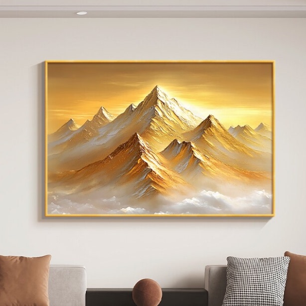 现代简约日照金山沙发背景墙挂画