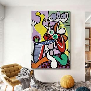 毕加索世界名画纯手绘油画抽象装饰画餐厅小众艺术肌理画客厅挂画