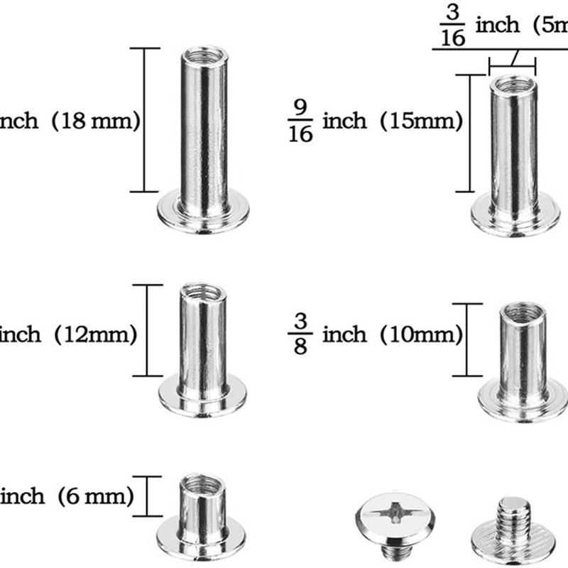 80套子母铆钉账本账钉相册对锁螺丝样册字母夹板M5螺钉 盒装铆钉