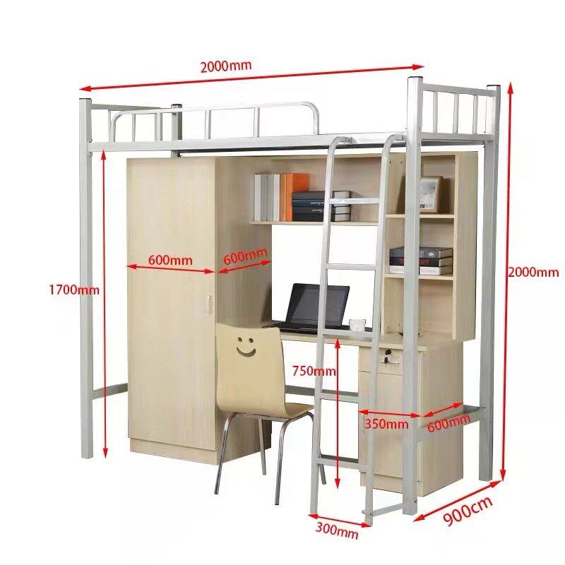 定制上床下桌学生员工宿舍高架床学校寝室组合床公寓床书柜一体