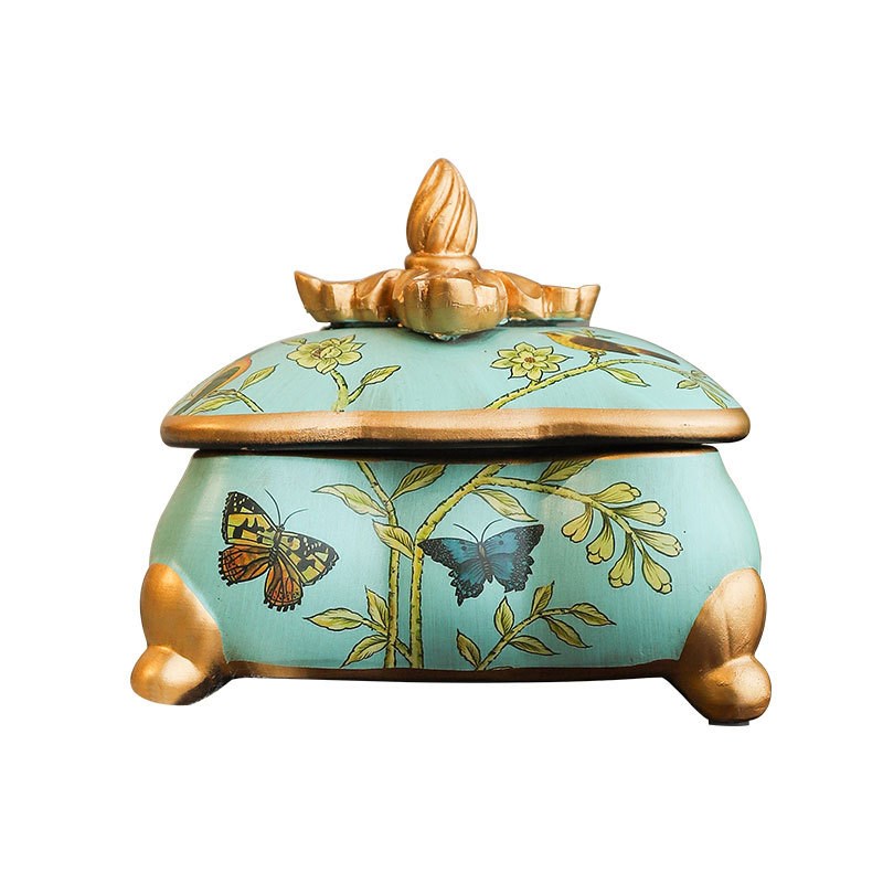 美式乡村陶瓷首饰盒客厅摆件茶几糕点盒托盘摆盘家居软装饰品