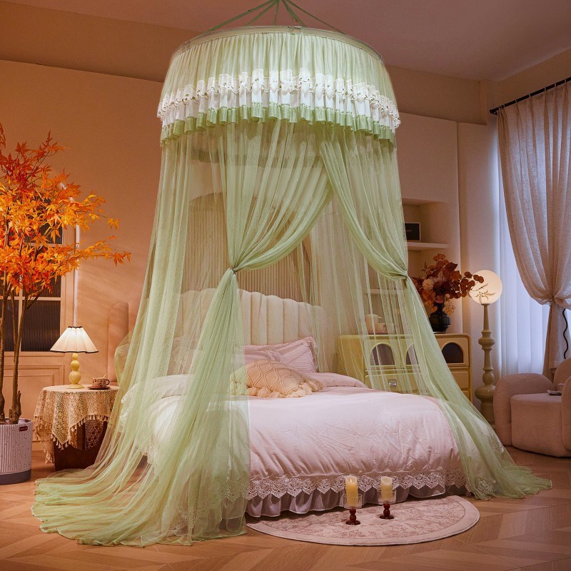 圆顶吊顶公主风蚊帐卧室落地加密加厚1.5吸顶1.8家用儿童欧式简约