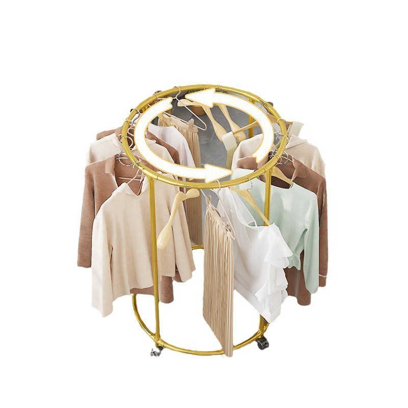 希音TEMU简约环形挂衣架带轮可旋转简易拼装展示架阳台卧室晾衣架