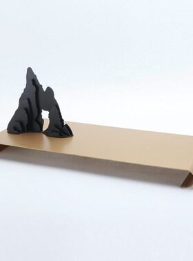 新中式家居饰品铁艺金属假山影托盘样板房酒店样板间软装饰品摆件