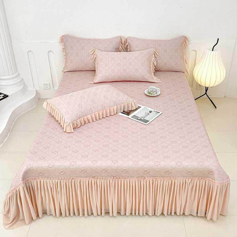 A类凉感印花纯色可裸睡四季被套床单四件套双人带枕套单通用水洗