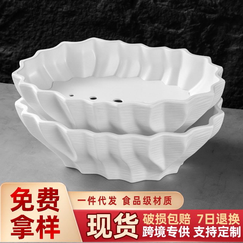 高端三文鱼鱼生刺身专用盘冰盘日料干冰摆盘装饰海鲜拼盘姿造盘子图片