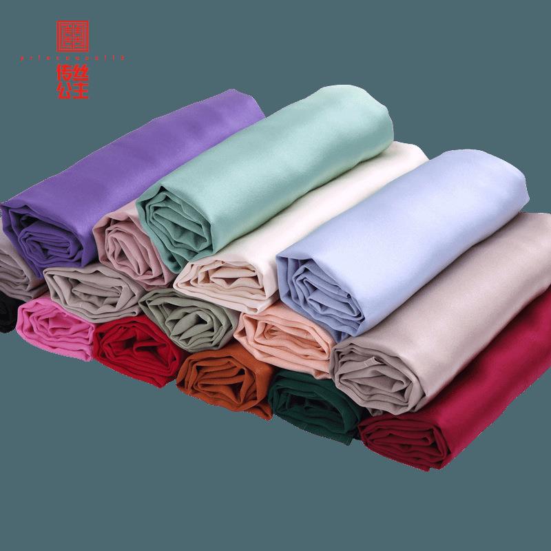 桑蚕丝纯色真丝布料16mm素绉缎114门幅服装床品丝绸面料 厂家