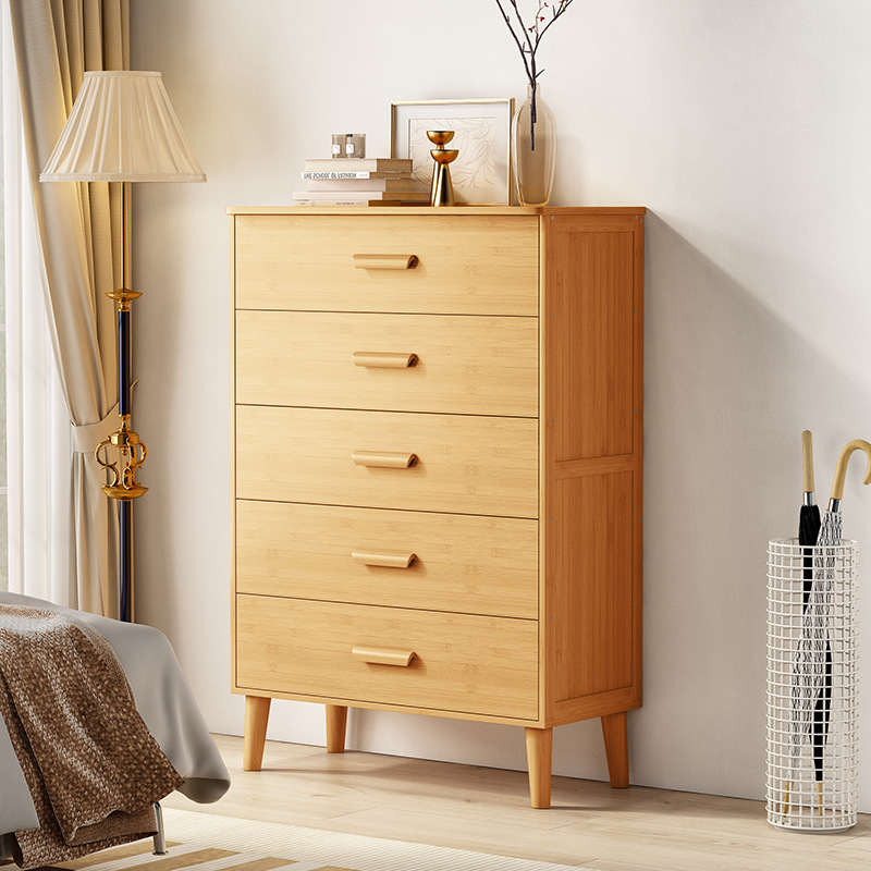 斗柜实木简约原木色五斗柜卧室储物柜抽屉式客厅家用靠墙收纳柜子