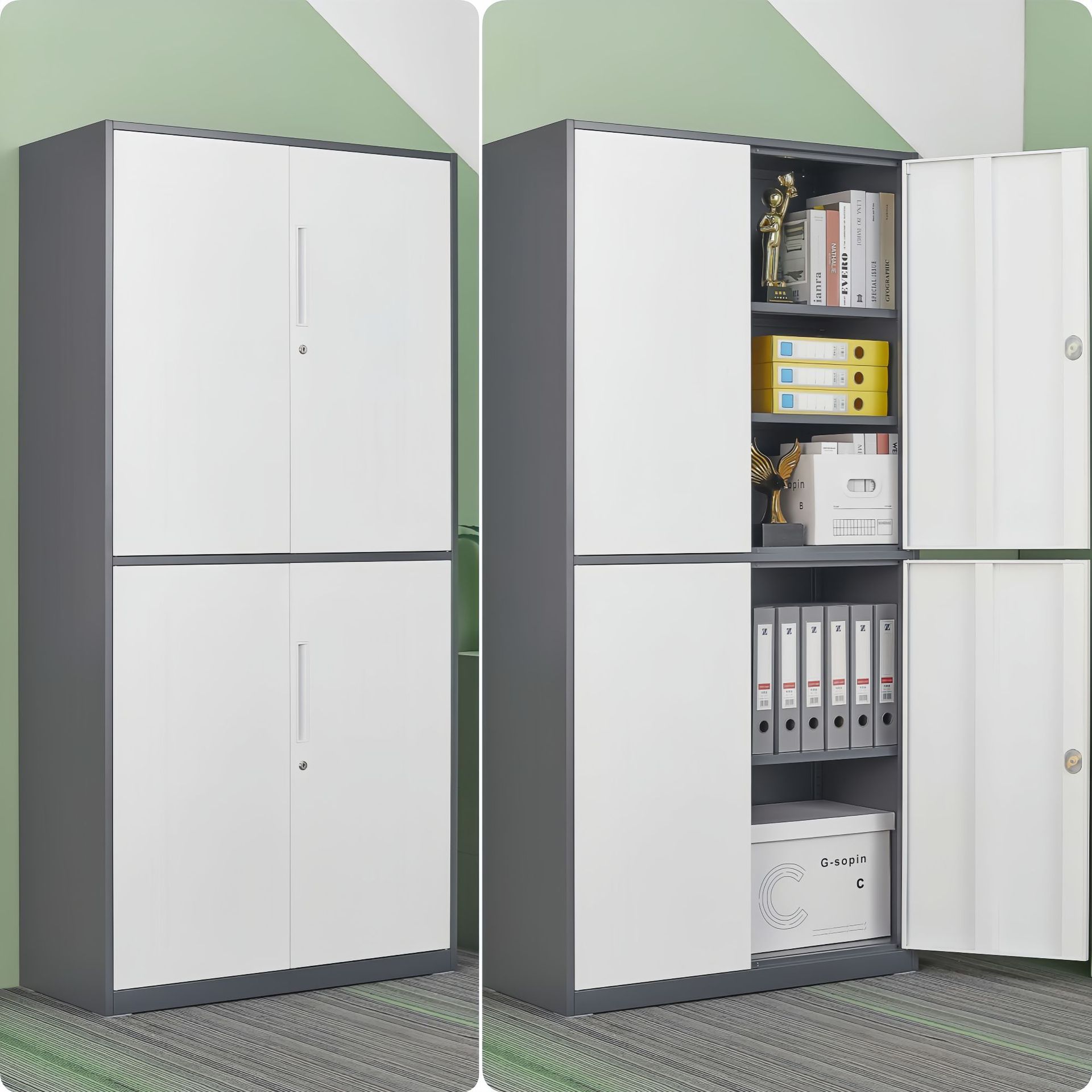 青岛加厚拆装窄边玻璃门铁皮文件柜档案柜办公资料柜财务凭证柜