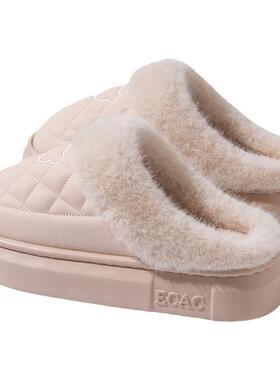 棉鞋女秋冬季外穿士2毛024新款室bais644内家居拖防滑厚底绒保暖