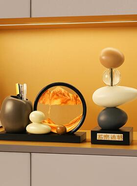 次日达时来运转笔创筒轻奢高级流沙感画摆件办公室桌面毕业礼物送