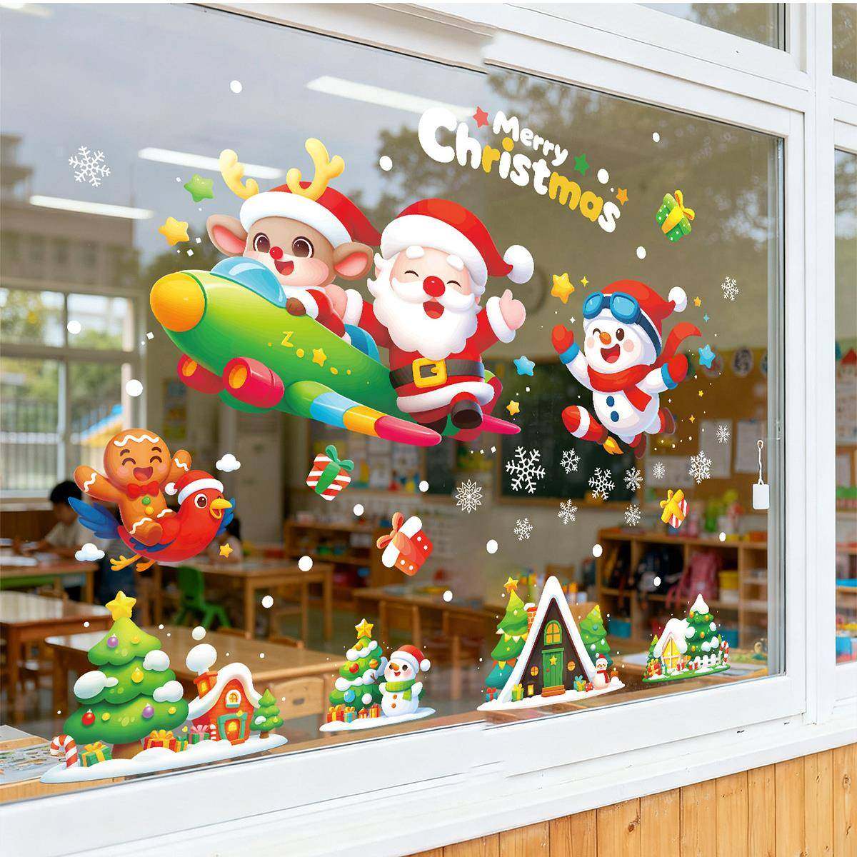 7072026卡通圣诞节装电饰窗花贴纸圣诞老人橱窗贴置玻璃围布静氛,家居饰品,文化墙贴,淘宝优惠券,粉丝福利购,淘宝优惠卷