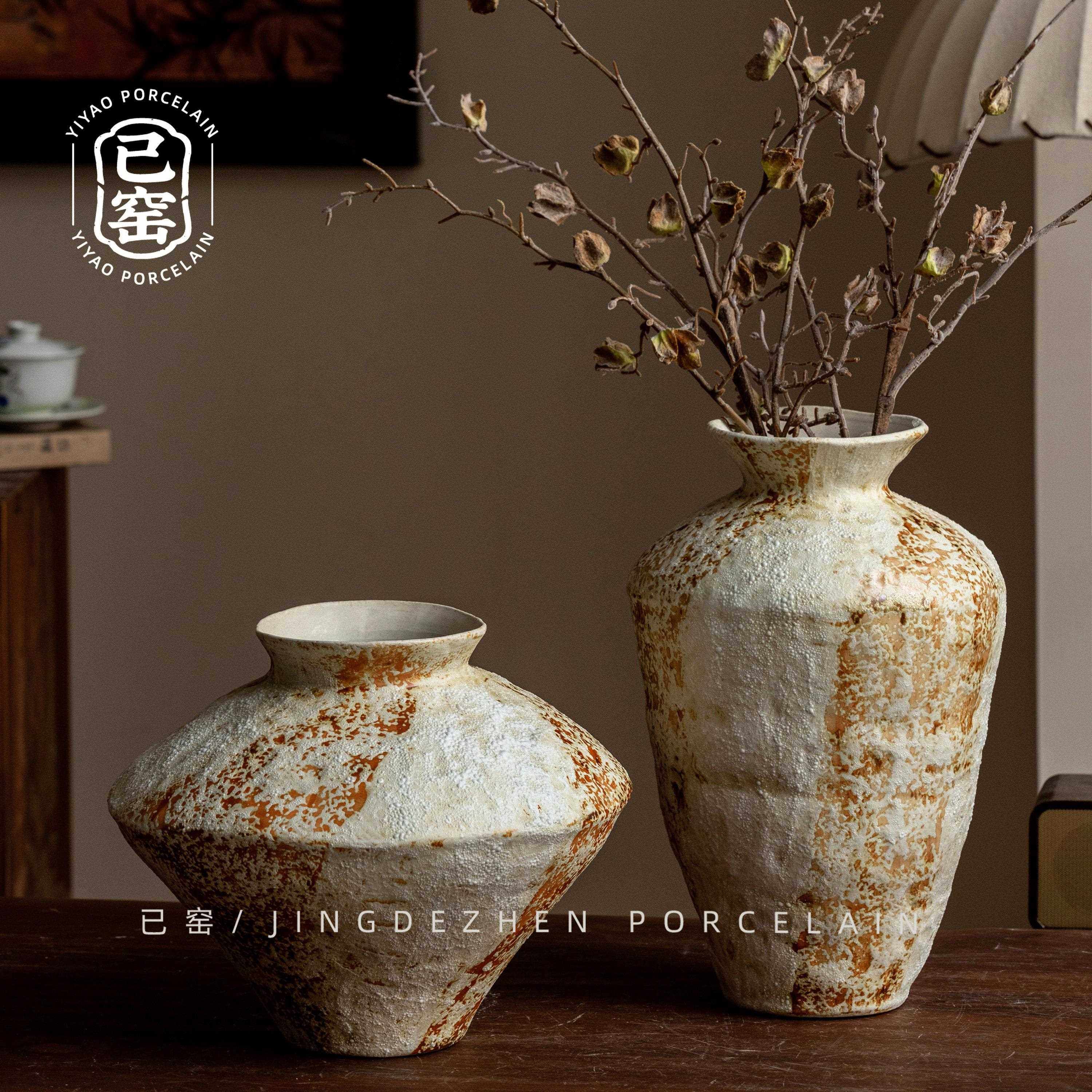 00170陶德镇瓷侘寂风景花干瓶轻奢高级感摆件客厅插花花水培复古,家居饰品,花瓶,淘宝优惠券,粉丝福利购,淘宝优惠卷