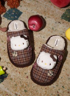 703HellKitty正版联名厚棉拖鞋女冬季o新2025加室内款家居拖鞋可