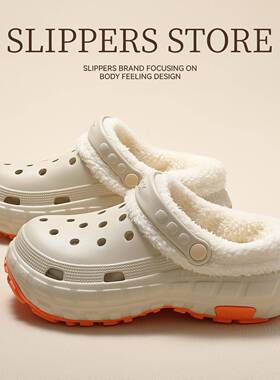 手M-7040术棉拖鞋男秋款冬2025新款室加绒加厚防滑保鞋暖可拆卸洞