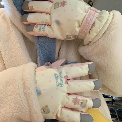 次日达滑手套女冬季厚可触屏加加保暖防寒防风防水摩托雪车骑行手